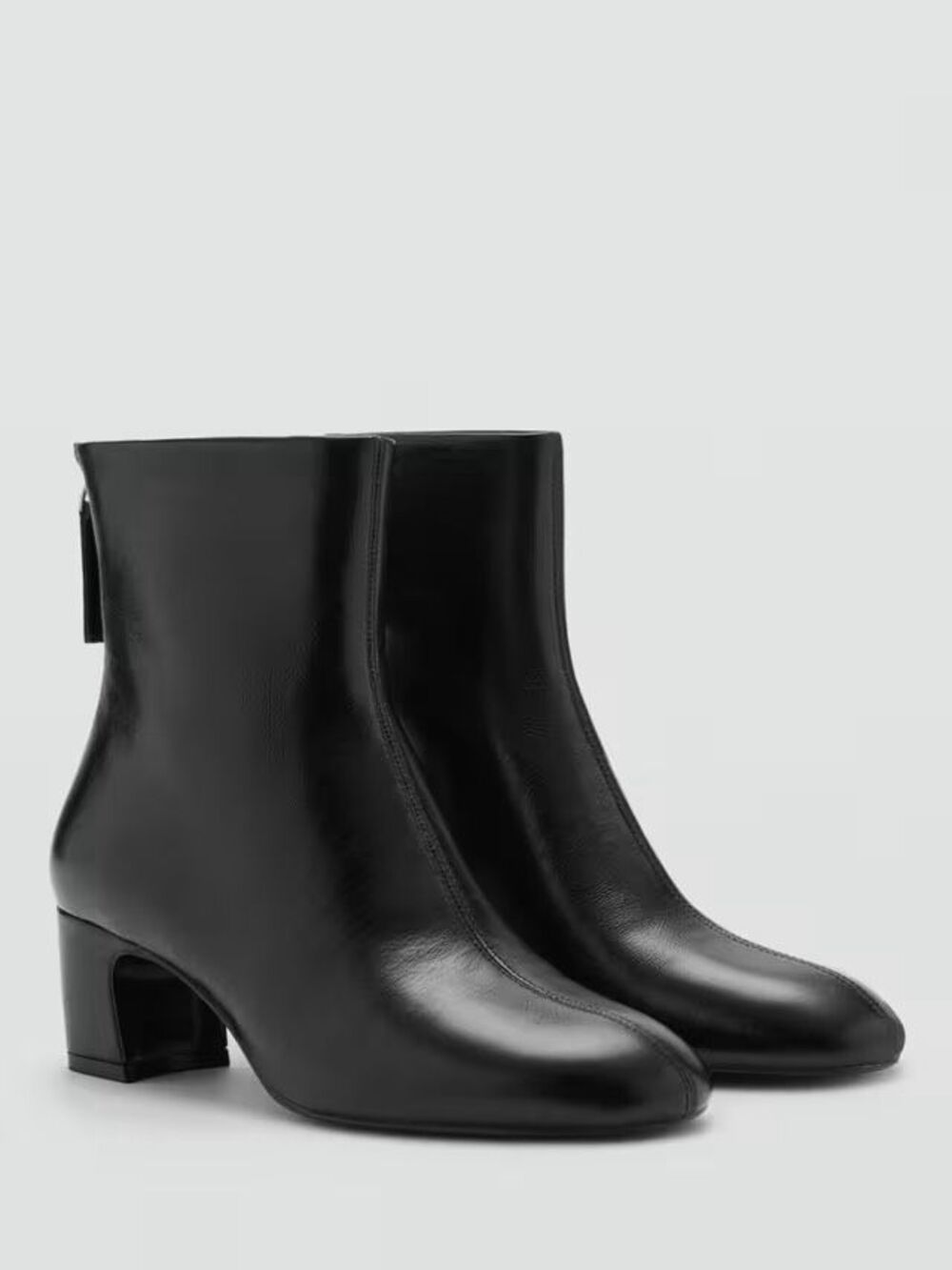 MNG BY Mango Claire Leather Heeled Ankle Boots Black size 39 US 8.5 NWT